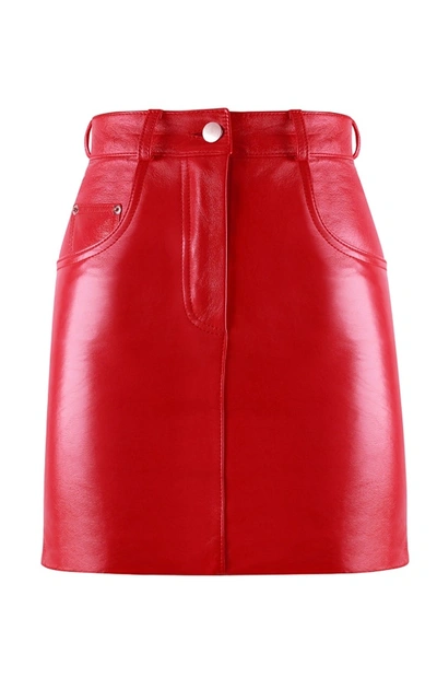 Shop Manokhi Classic Skirt 2 In Patent Red