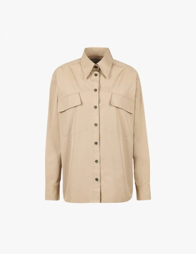 Shop A-line Asymmetrical Chest Pocket Shirt In Vintage-moss