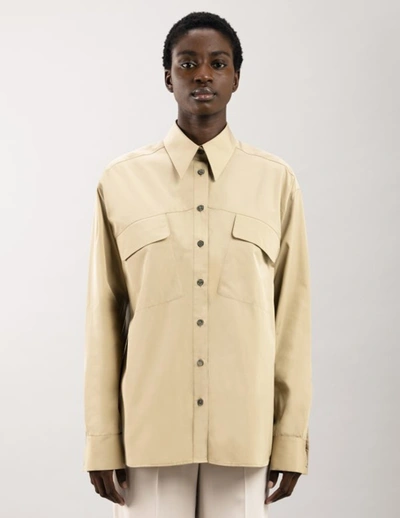 Shop A-line Asymmetrical Chest Pocket Shirt In Vintage-moss
