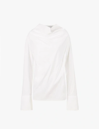 Shop A-line Draped Neck Blouse In White