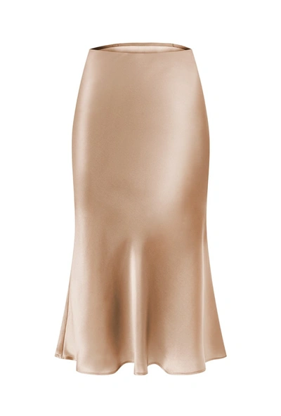 Shop Moye Silk Midi Skirt - Florence Nude In Beige