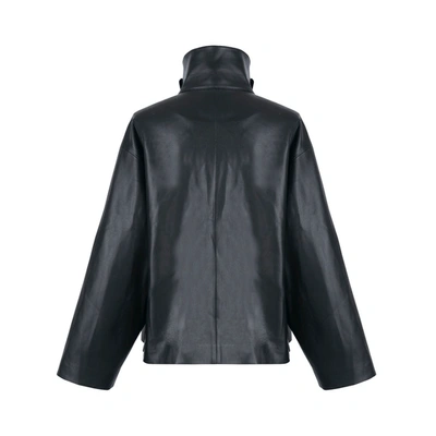 Shop Viktoria Chan Arya Short Leather Jacket In Black