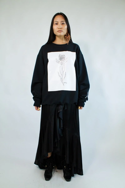 Shop Nika Tang Flower Sweatshirt In Black