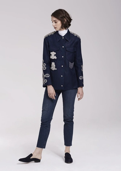 Shop Nadya Shah Tijana Navy Cargo Jacket In Blue