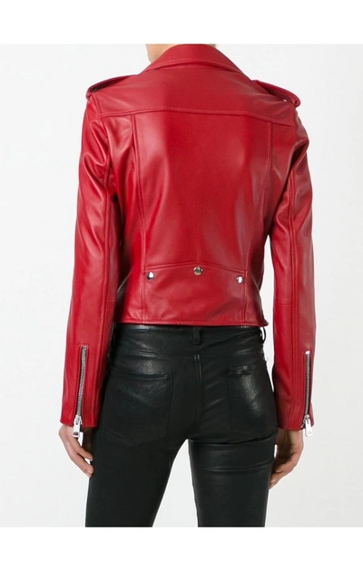 Shop Manokhi Classic Biker Jacket In Red