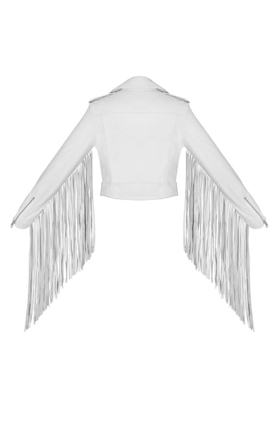 Shop Manokhi Fringe Cropped Moto In White