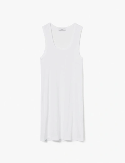 Shop A-line Fitted Cotton Rib Short Dress In White