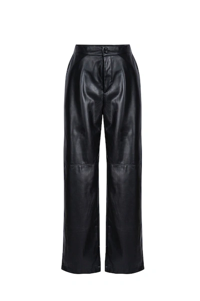 Shop Viktoria Chan Arya Leather Trousers In Black