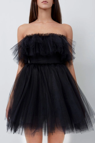 Shop Belfiori Couture Mini Tulle Dress In Black