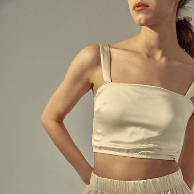 Shop Not Just Pajama Silk Tube Crop Top In White