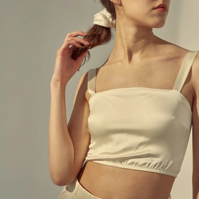 Shop Not Just Pajama Silk Tube Crop Top In White