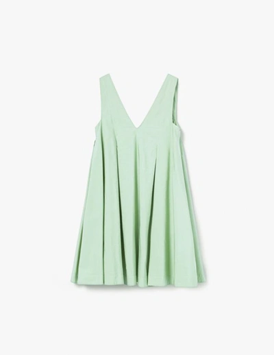 Shop A-line Wavy Midi Dress In Minty-leaf