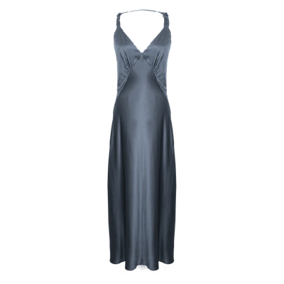 Shop Viktoria Chan Melina Knot Silk Dress In Grey