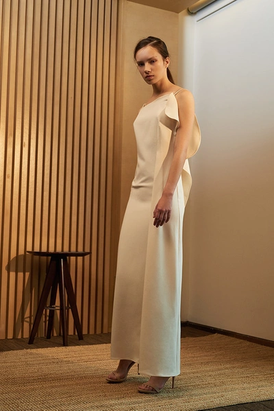 Shop Viktoria Chan Bibi Asymmetric Long Dress In Navy