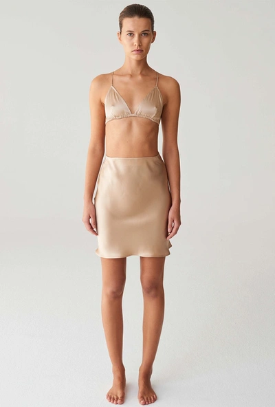 Shop Moye Silk Mini Skirt - Maria Nude In Beige