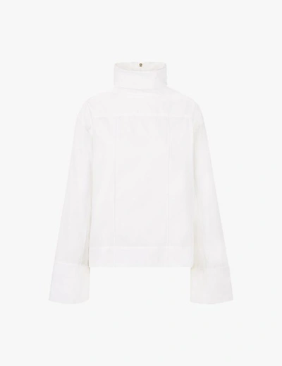 Shop A-line High Neck All Over Stitch Top In White