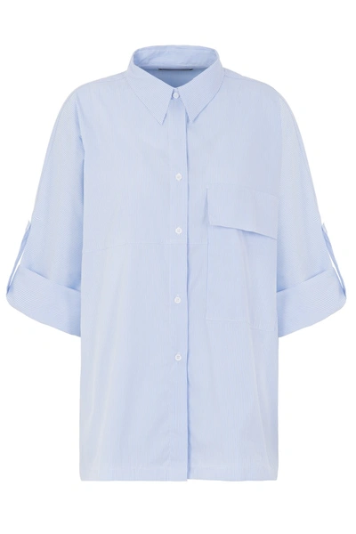 Shop A-line 3/4 Shirt With Adjustable Sleeves In Blue-stripes