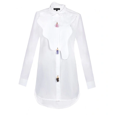 Shop Hashé Cotton Poplin Chemise With Raw Stone Buttons In White