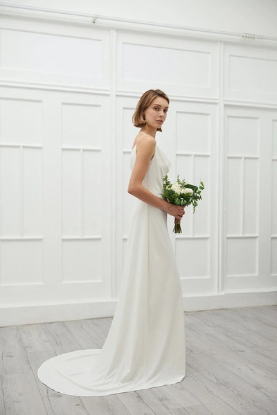 Shop Viktoria Chan Belle Asymmetric Wedding Gown In White