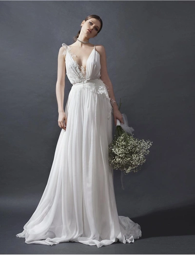 Shop Manurí Alexandrine Gown In White