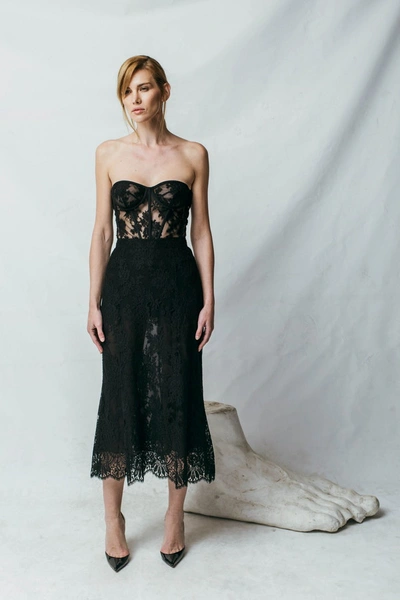 Shop Aureliana Lace Midi Skirt In Black