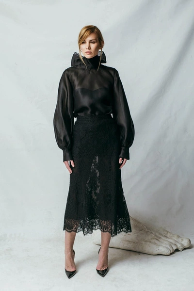 Shop Aureliana Lace Midi Skirt In Black