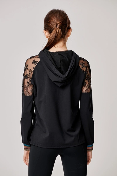 Shop Sàpopa Jasmine Lace Sweatshirt In Black