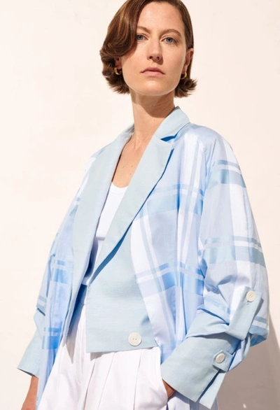 Shop A-line Voile Trench Coat With Inside Cropped Jacket In Ocean-check