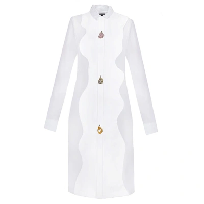 Shop Hashé Cotton Poplin Shirt Dress With Raw Stone Buttons In White