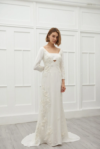 Shop Viktoria Chan Peggy Lace Silk Gown In White