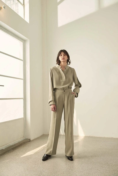 Shop Viktoria Chan Fanny Straight Trousers In Beige