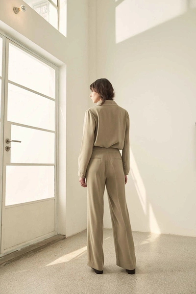 Shop Viktoria Chan Fanny Straight Trousers In Beige