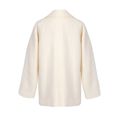 Shop Viktoria Chan Charline Tweed Midi Jacket In Ivory