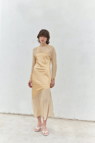 Shop Viktoria Chan Milly Silk Pathed Dress – Yellow