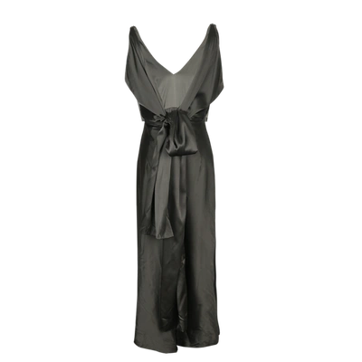 Shop Viktoria Chan Vivian Knot Silk Dress In Navy