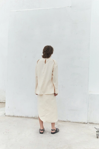 Shop Viktoria Chan Hazel Asymmetric Skirt In White