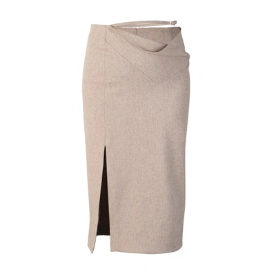Shop Viktoria Chan Jade Fitted Skirt In Oat