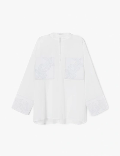 Shop A-line Handcrafted Applique Oversized Shirt In White