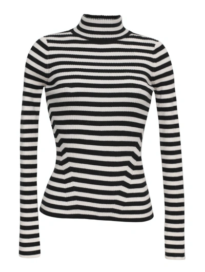 Shop Eleven Six Edie Mock Neck Sweater In Ivory + Black Stripe