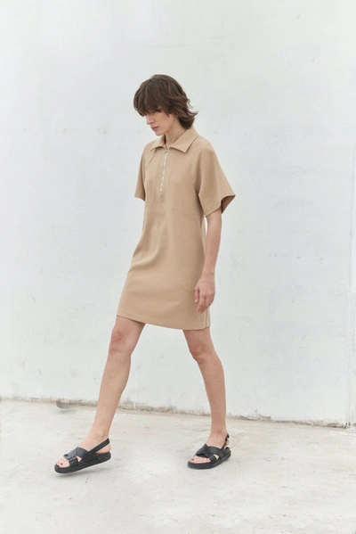 Shop Viktoria Chan Lara Polo Dress In Beige