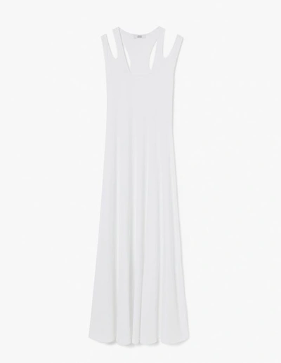 Shop A-line Shoulder Cut-out Rib Long Dress In White