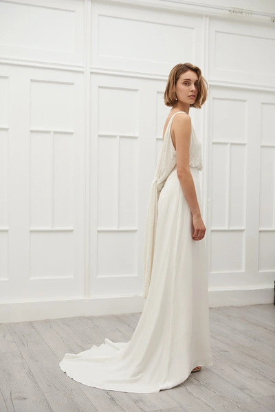Shop Viktoria Chan Vivian Embedded Singled Wedding Gown In White