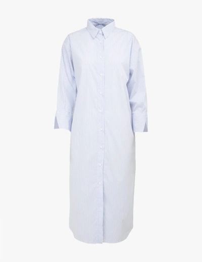 Shop A-line Resort Overshirt Dress In Blue-stripes