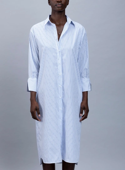 Shop A-line Resort Overshirt Dress In Blue-stripes