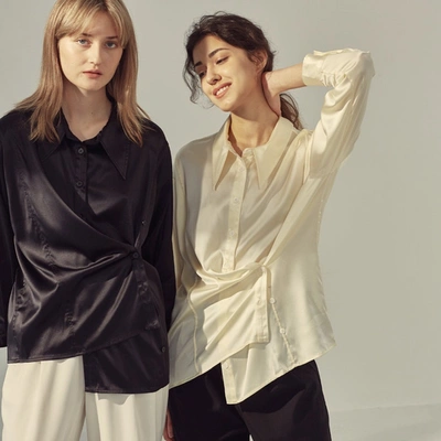 Shop Not Just Pajama | Designer Silk Blouse In Black