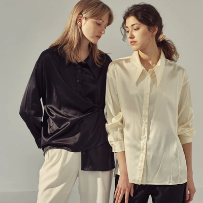 Shop Not Just Pajama | Designer Silk Blouse In Black