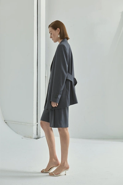 Shop Viktoria Chan Fenix Folded Shorts In Grey