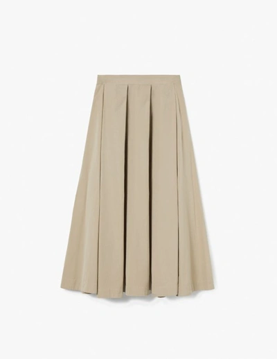 Shop A-line Side Splits Cotton Midi Skirt In Seashell