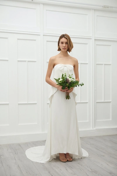 Shop Viktoria Chan Heather Strapless Gown In White