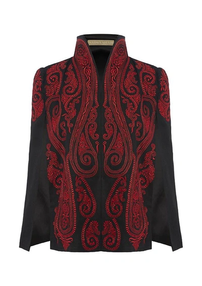 Shop Nadya Shah Arya Paisley Detail Capelet In Black